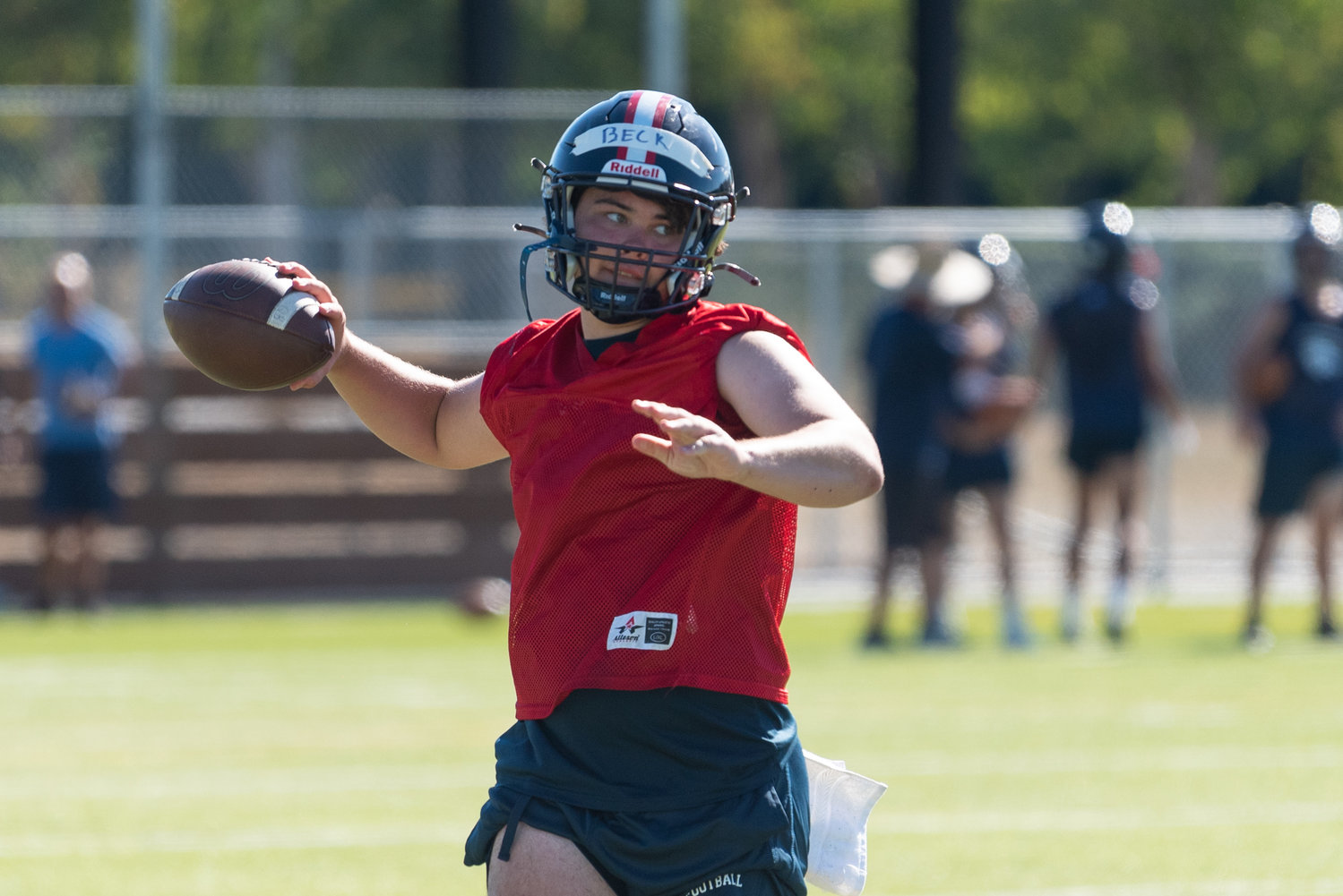 Black Hills sphomore Jaxen Beck warms up during the Wolves' Aug. 22 practice.